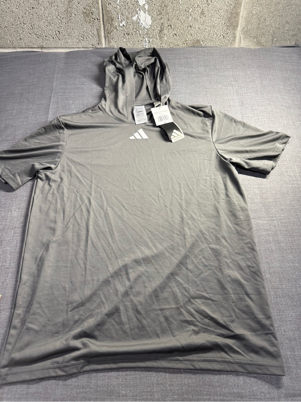 adidas Men's Gray Short-Sleeve Hooded Performance Tee